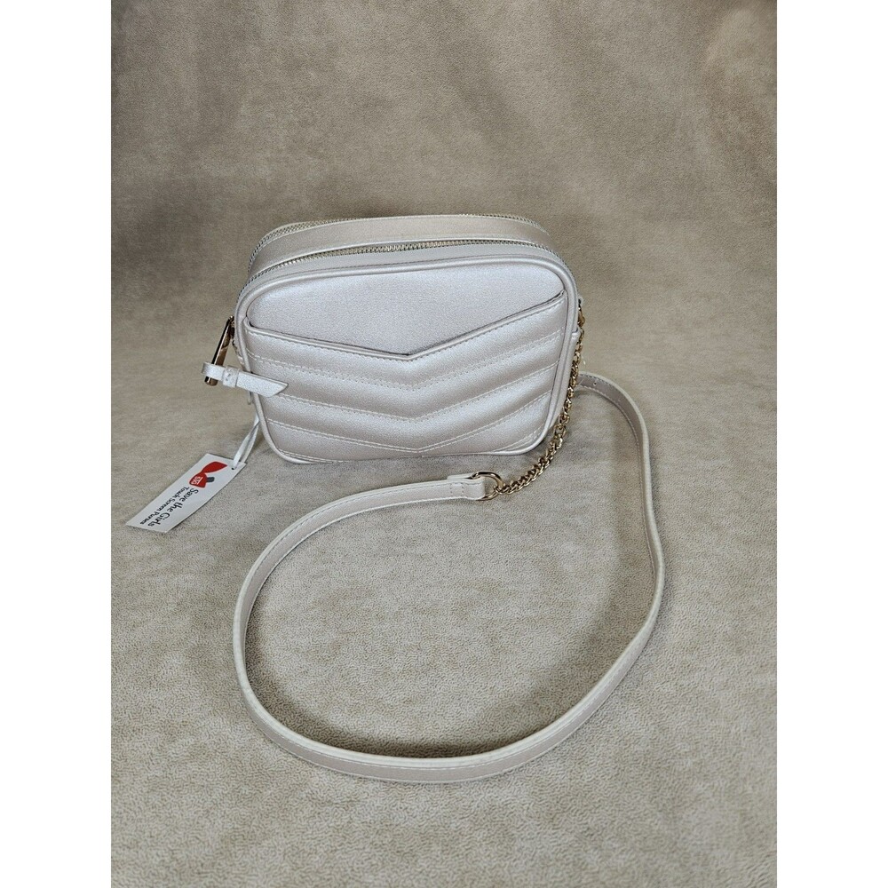 Save The Girls Touch Screen Crossbody Purse Metallic Gold Chevron Phone Bag NWT